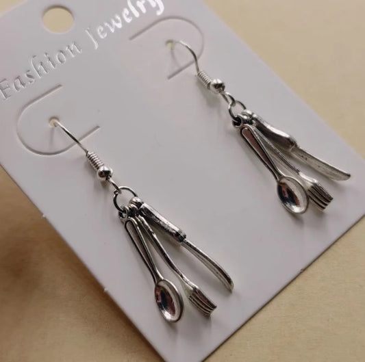 Metal Silverware Drop Earrings Fashion Party Girls Pendant Earrings Women