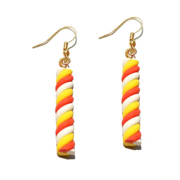 Yellow Red Twist Drop Earrings Cartoon Art Women Party Jewelry Ear Fashion