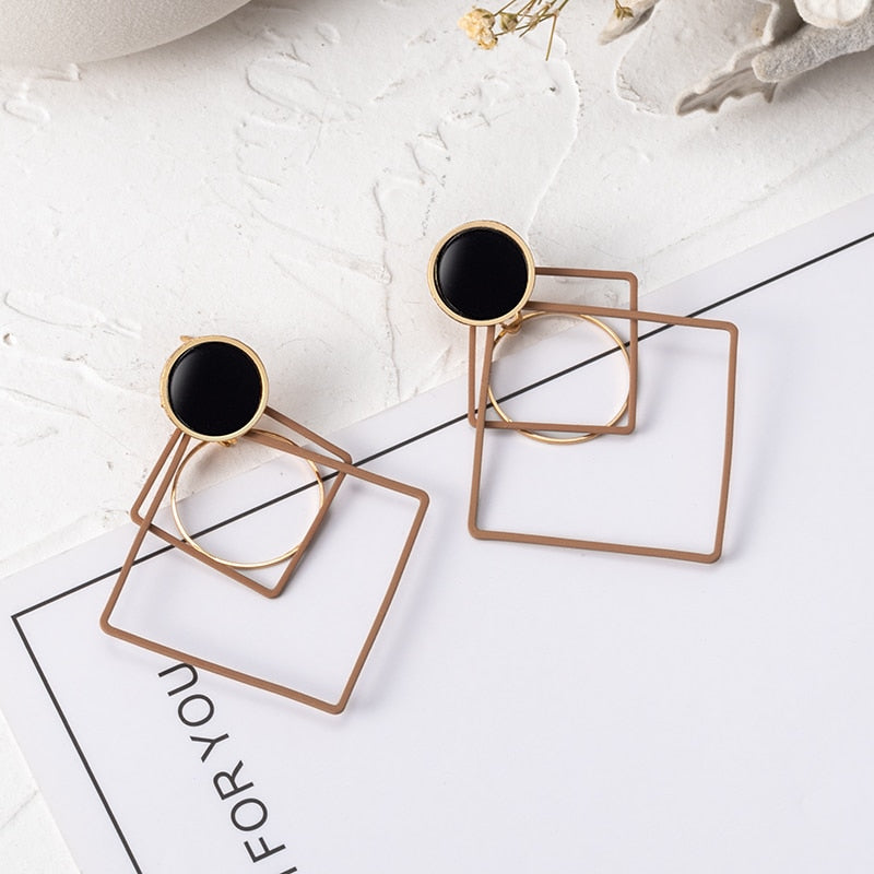 12 Styles Geometric Brown Acrylic Dangle Earrings Women Party Wedding Jewelry