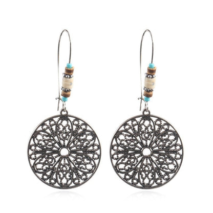 Retro Style Flower Mandala Drop Charm Earrings For Women Girl Fashion Modern