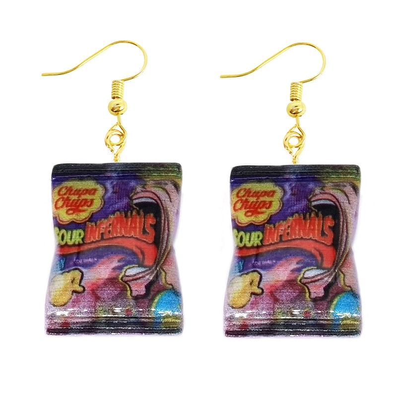 Resin Sour Snack Funny Food Drop Earrings Women Creativity Jewelry Cute Earring