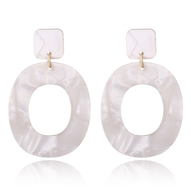 White Acrylic Drop Earrings Modern Women Stylish Gift Jewelry Ear Fashion