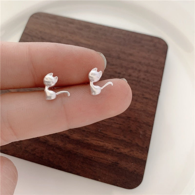 Metal Cat Stainless Steel Mini Stud Earring Ear Piercing Modern Jewelry