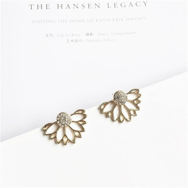 Half Sunflower Stud Earrings Women Fashion Jewelry Party Wedding Earrings Gift