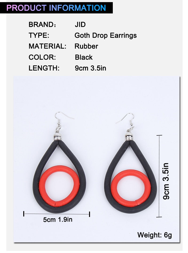 Red Black Rubber Dangle Earrings Fashion Party Girls Pendant Earrings Women