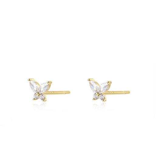 Rhinestone Small Butterfly Decor Stud Earrings for Women Girls Ear Studs Jewelry