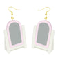 Retro Pink Mirror Drop Earrings Cartoon Art Women Party Jewelry Ear Fashion