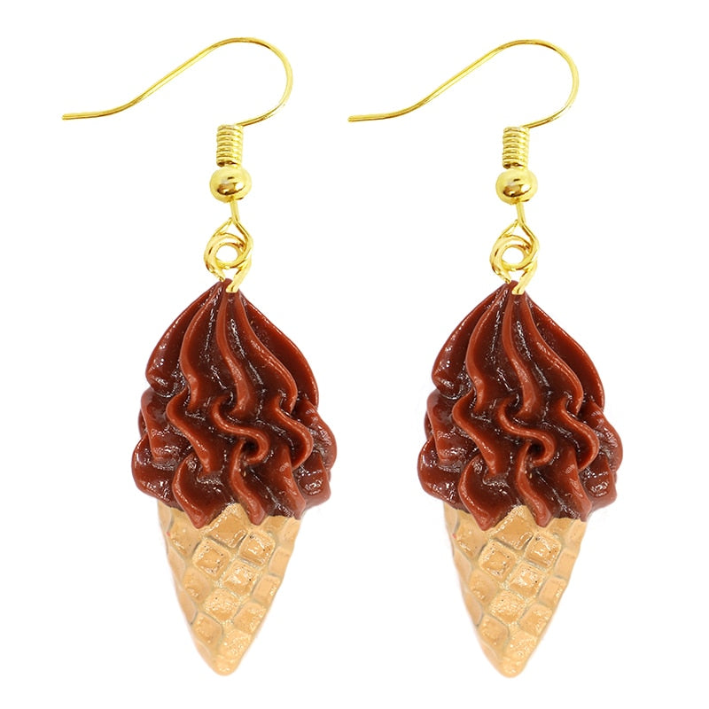 Funny Cute Chocolate Ice Cream Drop Earrings Women Creativity Jewelry Cute