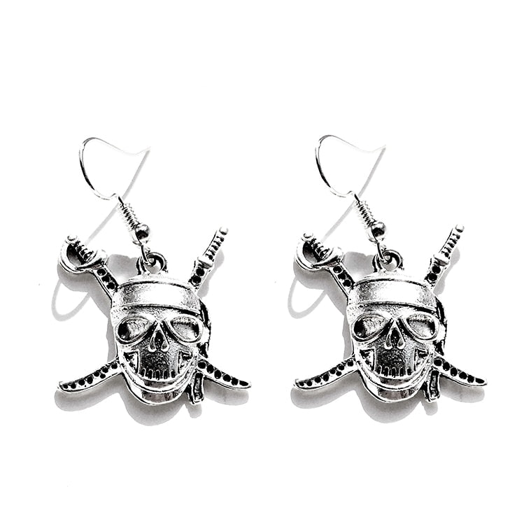 Handmade Pirat Skull Metal Drop Earrings Women Travel Fashion Cartoon Earrings