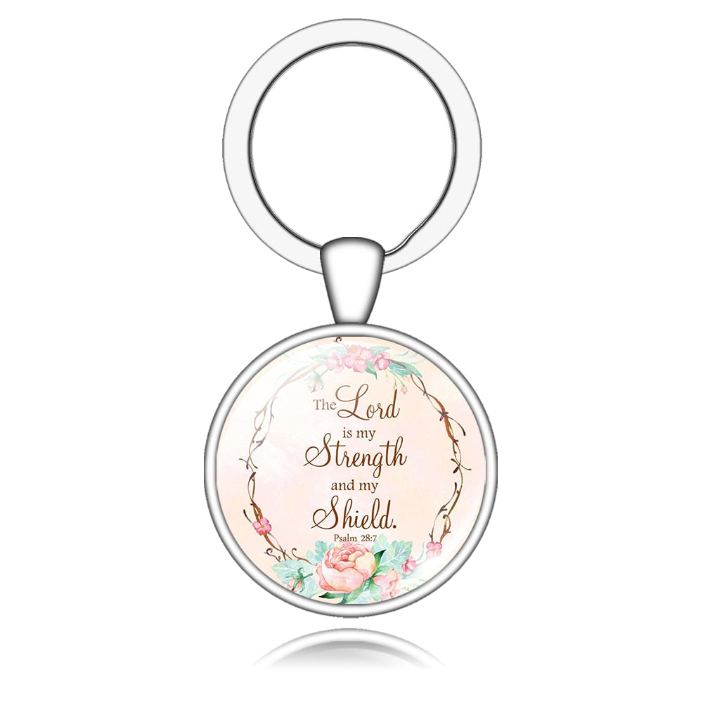 The Lord Is My Strength And My Shield Bible Verse Quote Keychain Gift Cute