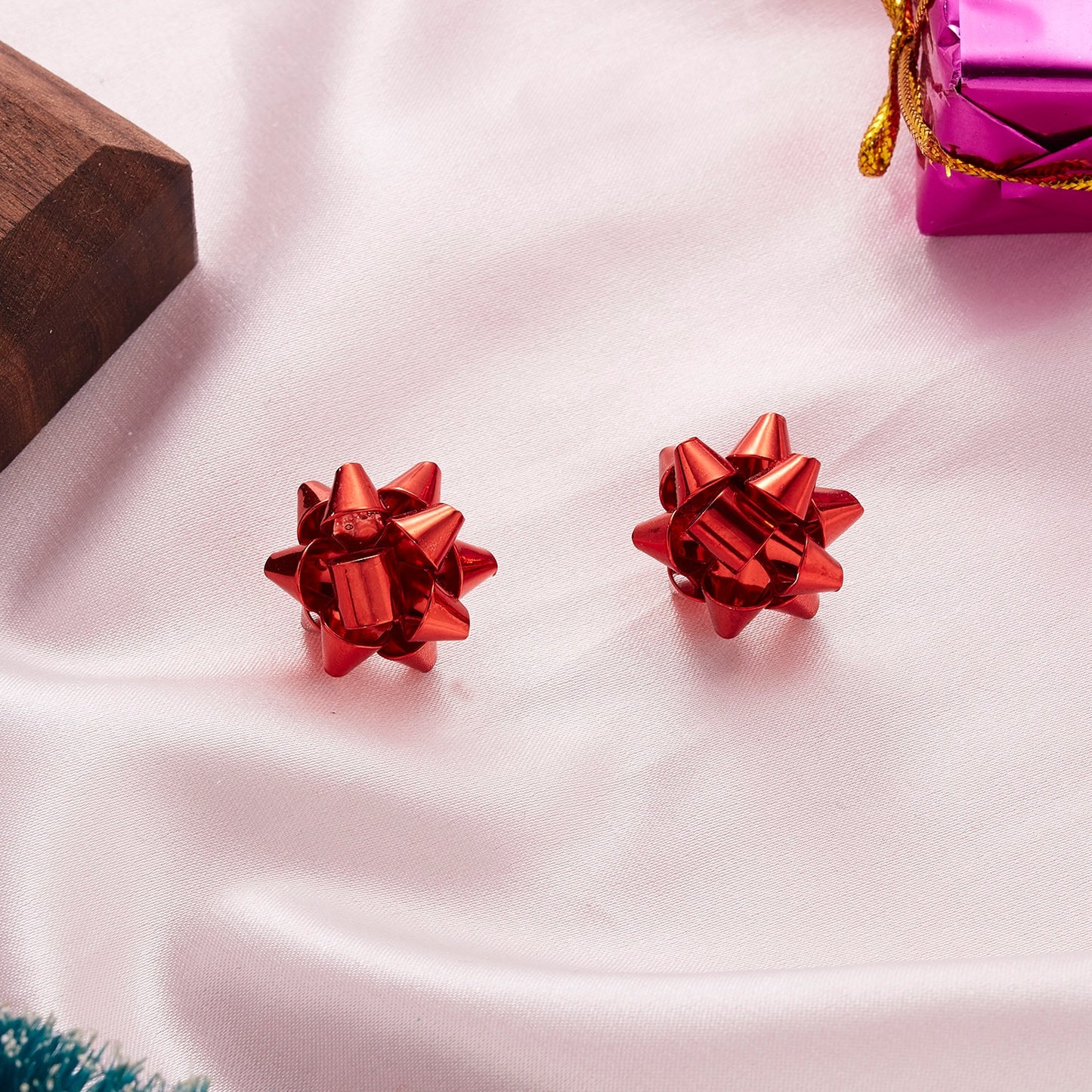 Red Color Christmas Gift Stud Earrings Women Girls Fashion Elegant Jewelry