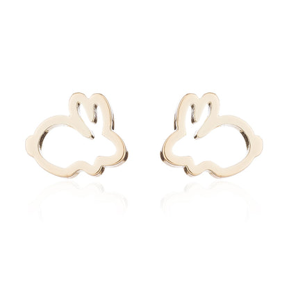 Rabbit Stainless Steel Stud Earrings for Women Animal Jewelry Earrings Female