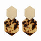 Khaki Hexagon Acrylic Drop Earrings Cartoon Art Women Party Jewelry Ear Fashion