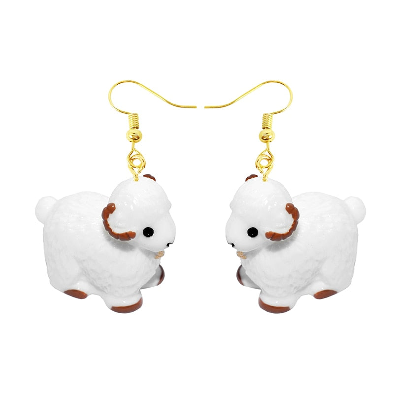 Resin Animal Sheep Drop Earrings Women Creativity Jewelry Cute Earring Girls