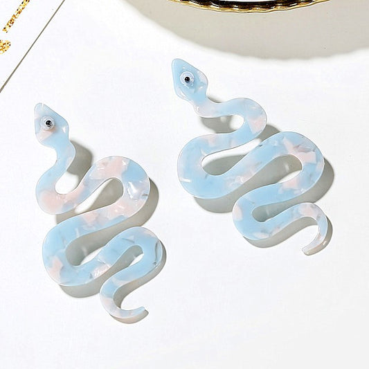 Blue Snow White Snake Drop Earrings Women Travel Fashion Cartoon Earrings