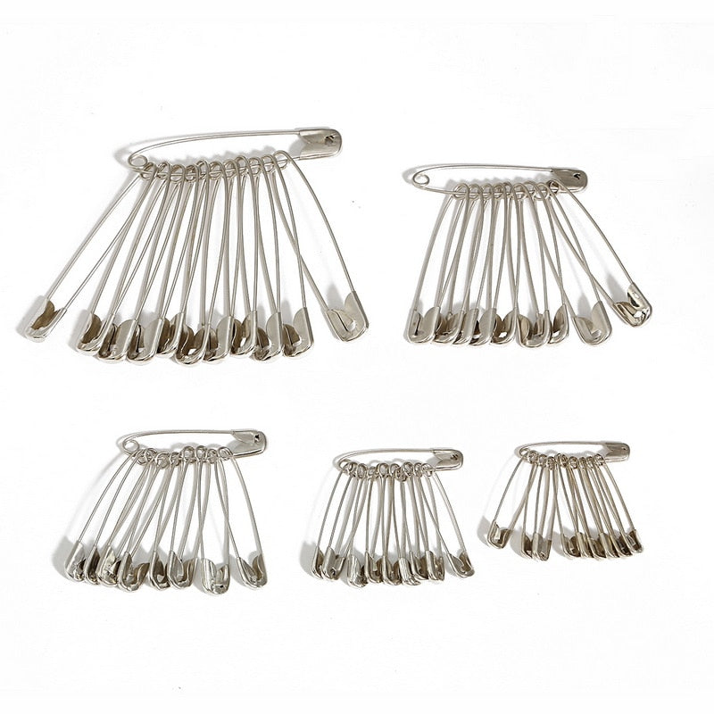 50Pcs Silvery Safety Pins DIY Sewing Tools Accessory Stainless Steel Needles