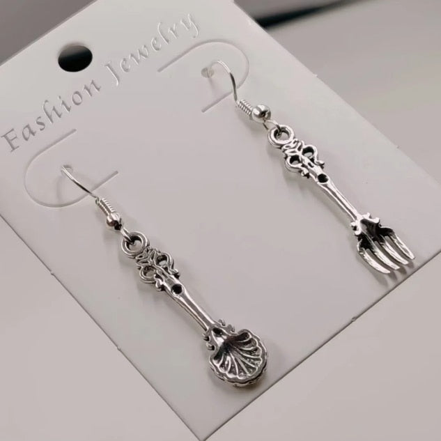 Spoon and Fork Metal Drop Earrings Fashion Party Girls Pendant Earrings Women