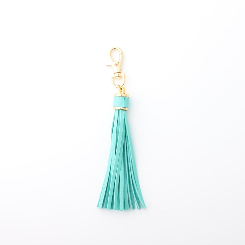 19 Colors PU Leather Tassel Keychain Cartoon Key Holder Car handbag Keyring Gift