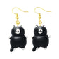 Black and White Cat Baloon Drop Earrings Cartoon Art Women Party Jewelry Ear