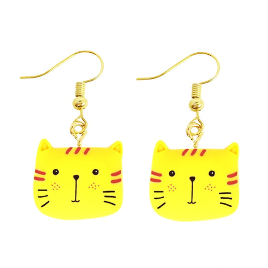 Yellow Cat Resin Animal Drop Earrings Women Creativity Jewelry Cute Earring