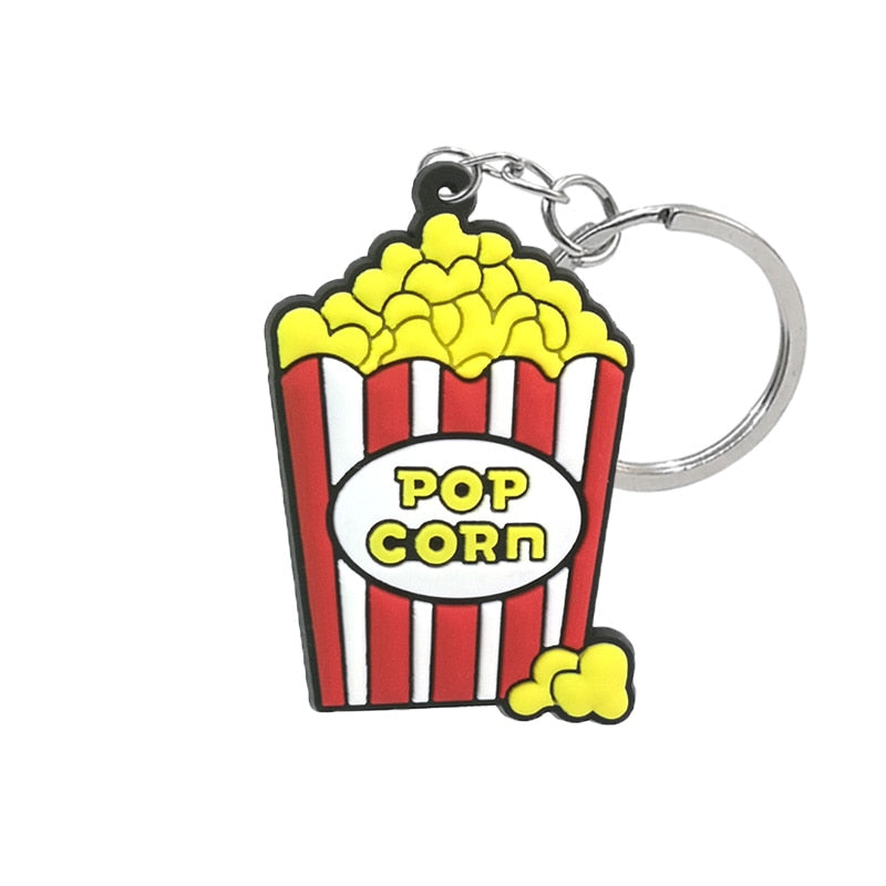 Pop Corn PVC Keychain Cartoon Creative Gift Key Holder Keyring Anime Souvenir