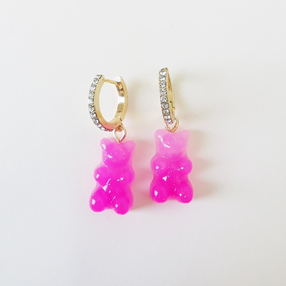 26 Styles Rhinestone Resin Bear Lady Cute Dangle Earrings for Women Jewelry