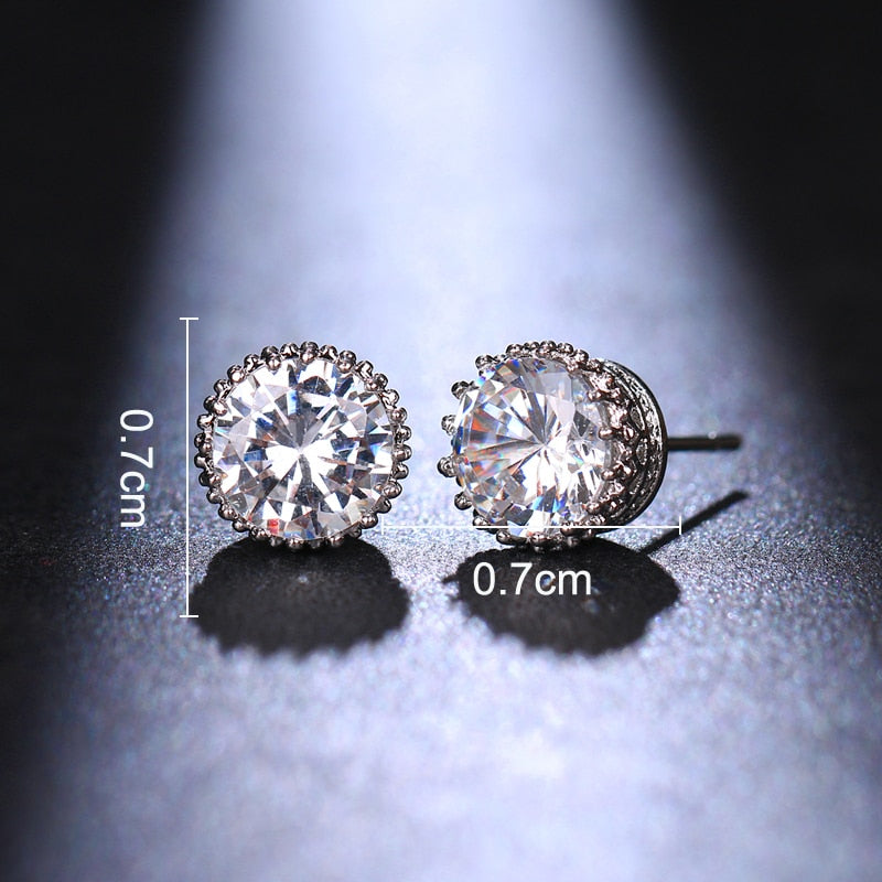 Round Stone Stud Earrings Women Girls Summer Party Studs Ear Women Jewelry