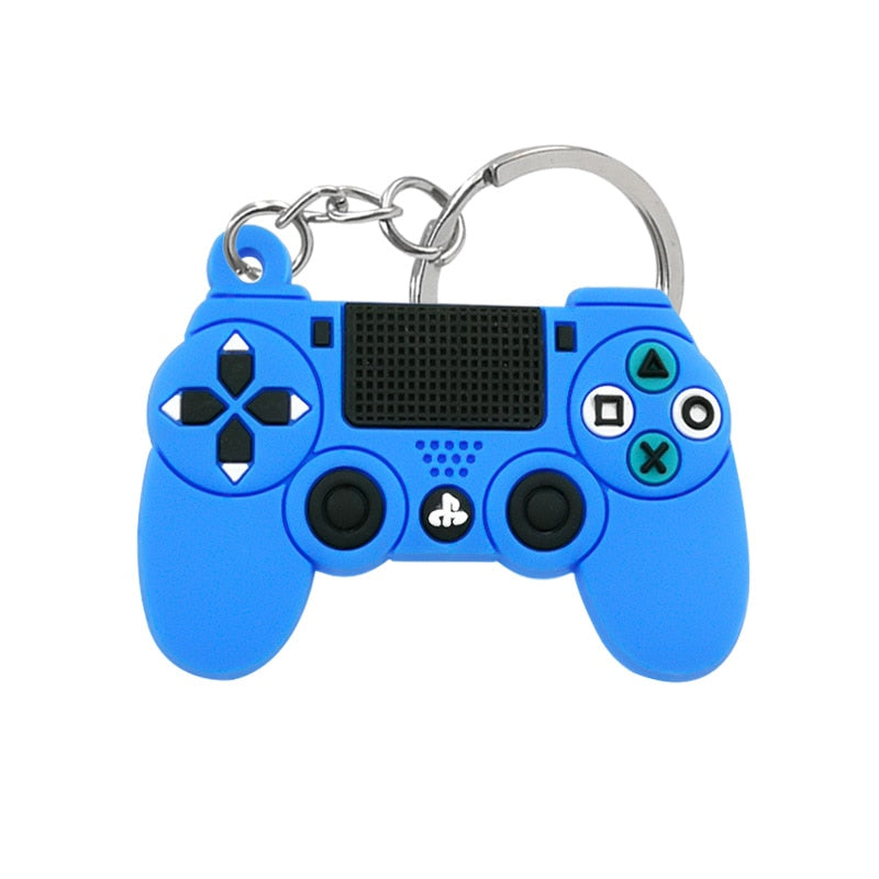 Blue Gamepad PVC Keyring Cute Cartoon Style Keychains Bag Car Pendant Jewelry