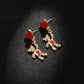 Lady Cute Bear with Red Heart Drop Earrings for Women Jewelry Girls Earrings