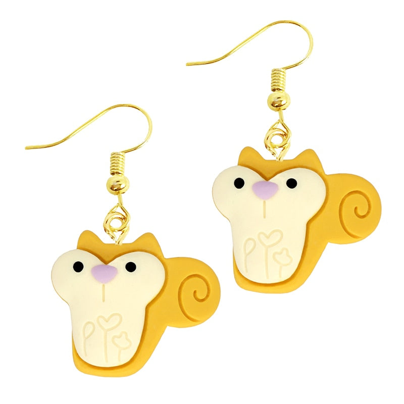 Cartoon Squirrel Drop Earrings Women Art Fashion Cartoon Earrings Creative