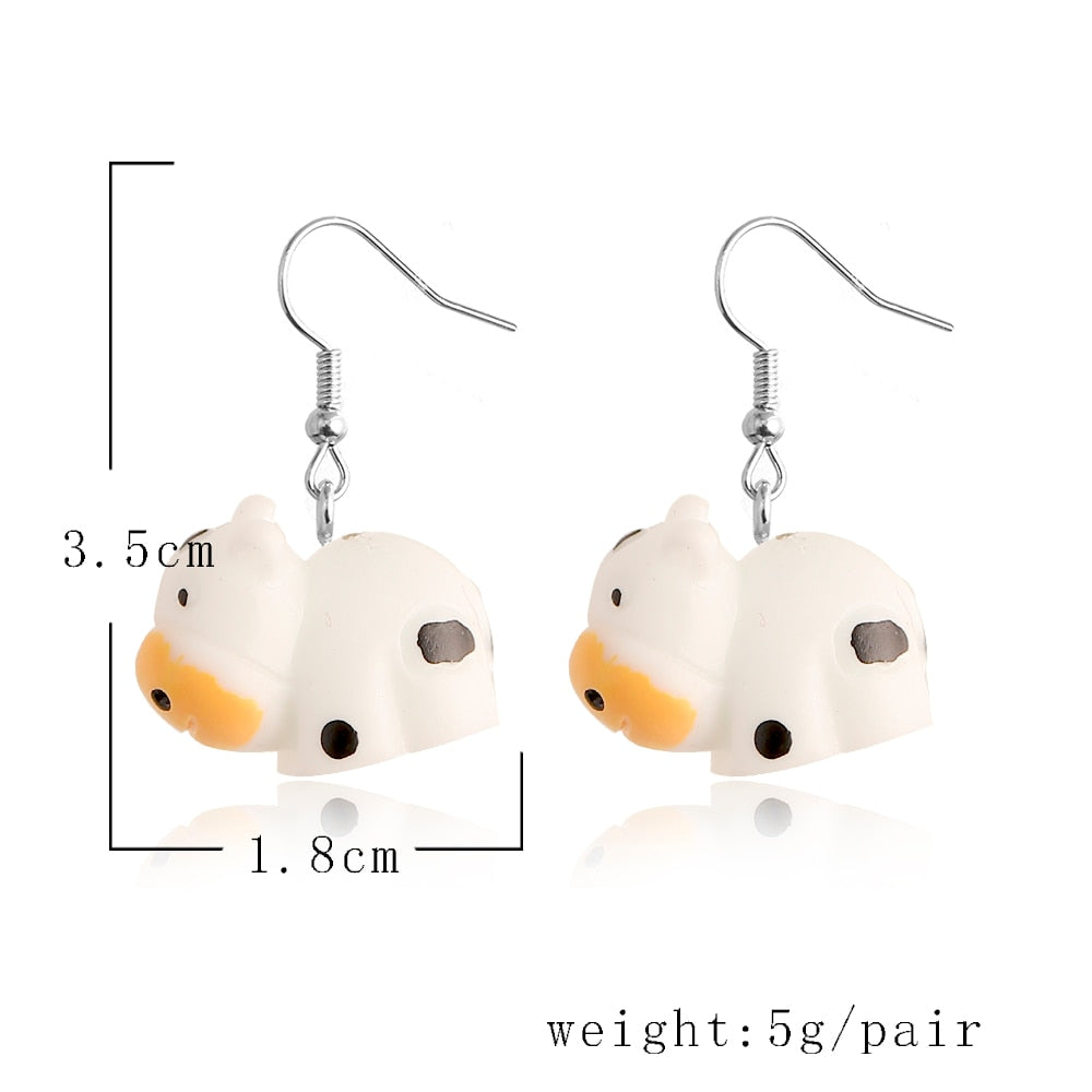 Cattle Drop Earrings Women Travel Fashion Cartoon Earrings Creative Jewelry