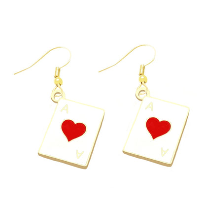 Gaming Card Drop Earrings Cartoon Art Women Party Jewelry Ear Fashion Pendant