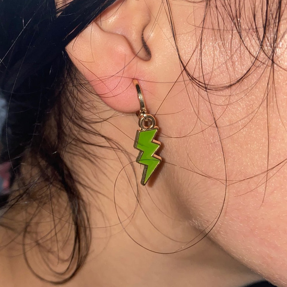 Green Lightning Drop Earrings Women Fashion Creative Art Cute Stylish Jewelry