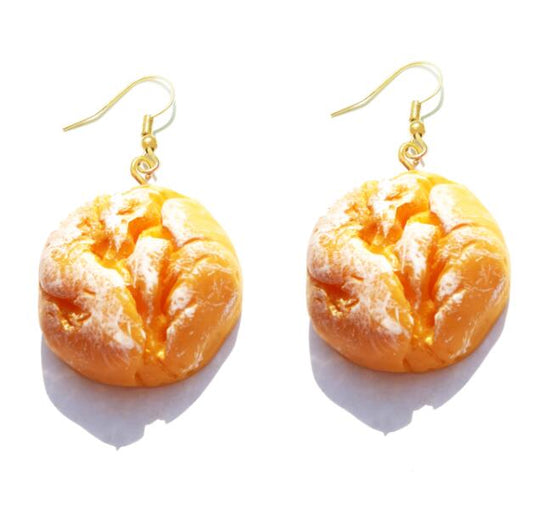 White Round Bread Drop Earrings Cartoon Art Women Party Jewelry Ear Fashion