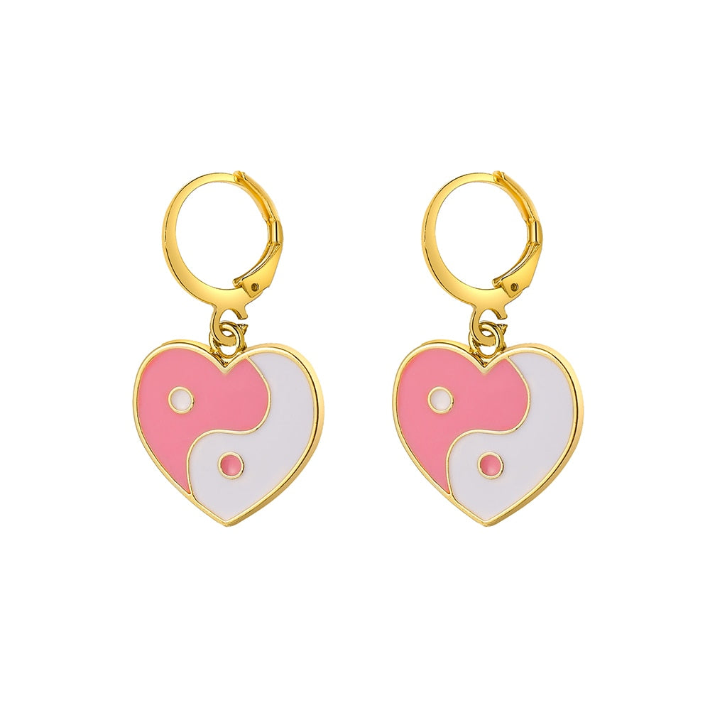 29 Styles Checkerboard Heart Lock Dangle Earrings Fashion Party Girls Pendant