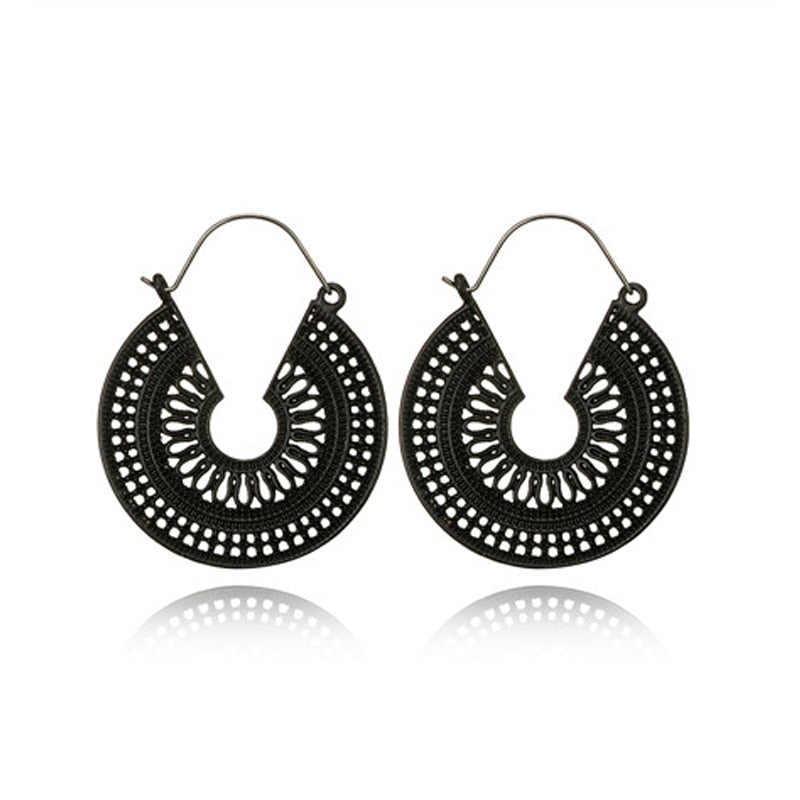 28 Styles Vintage Boho Geometric Carved Hoop Earrings Women Gifts Earring Cute