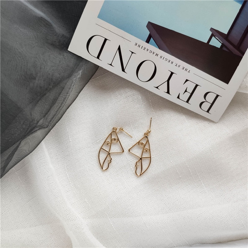 22 Styles Girl Face Abstract Line Drop Earrings Women Party Wedding Jewelry