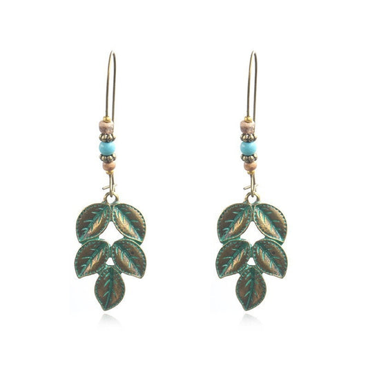 Leaves Turquoise Drop Charm Earrings For Women Girl Fashion Modern Jewelry Gift