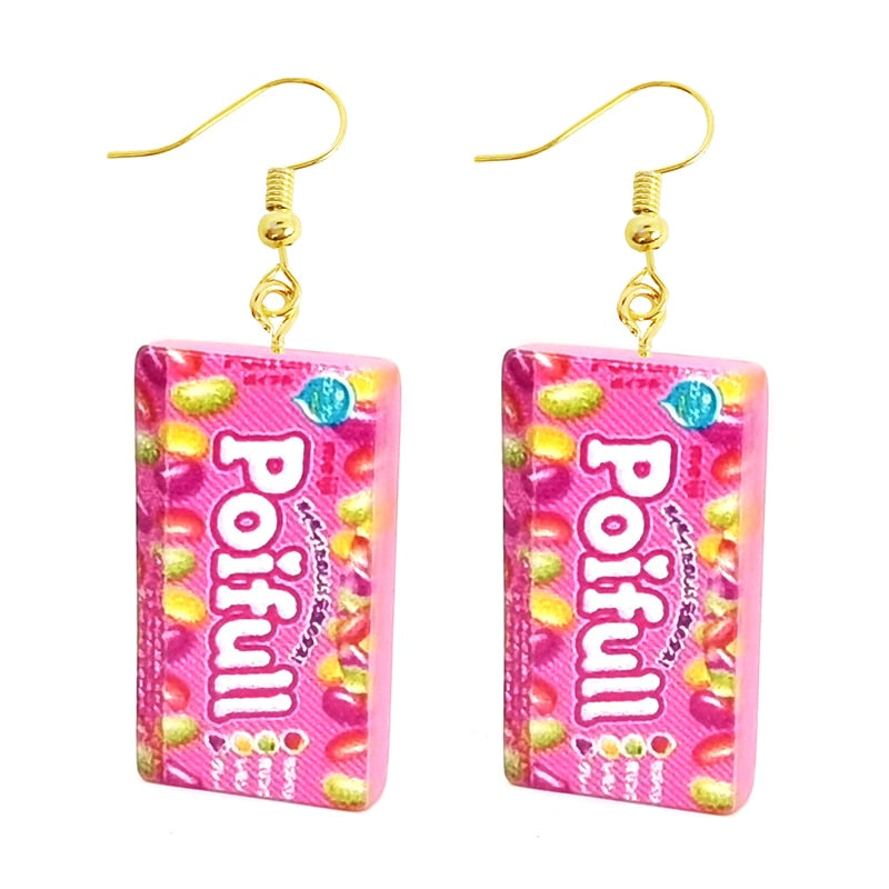 Resin Candy Funny Food Drop Earrings Women Creativity Jewelry Cute Earring Girls