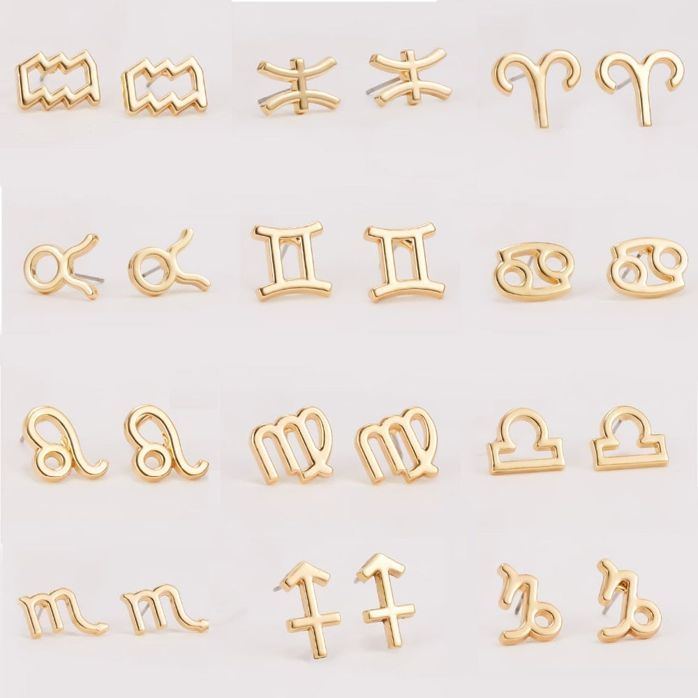 Gemini Zodiac Constellations Sign Stainless Steel Earrings Women Jewelry Small