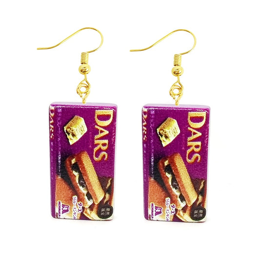 Resin Funny Food Chocolate Bar Drop Earrings Women Creativity Jewelry Cute