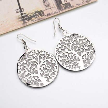 Tree of Life Round Dangle Earrings Fashion Party Girls Pendant Earrings Women