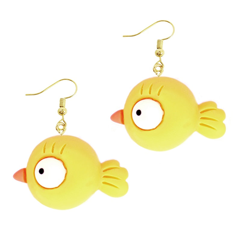 Yellow Fish Resin Animal Drop Earrings Women Creativity Jewelry Cute Earring