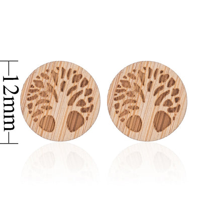 Wooden Tree Lady Cute Stud Earrings for Women Jewelry Girls Earrings