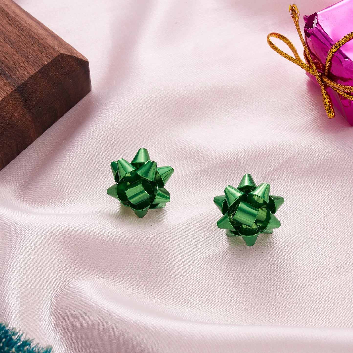 Green Christmas Gift Stud Earrings Women Girls Fashion Elegant Jewelry