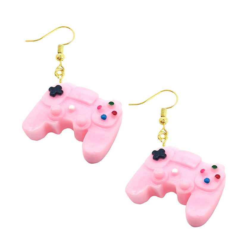 Pink Controller Drop Earrings Women Art Fashion Cartoon Earrings Creative