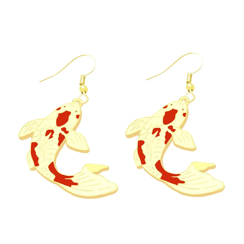 Red Fish Drop Earrings Cartoon Ear Pendants Accessories Women Art Jewelry