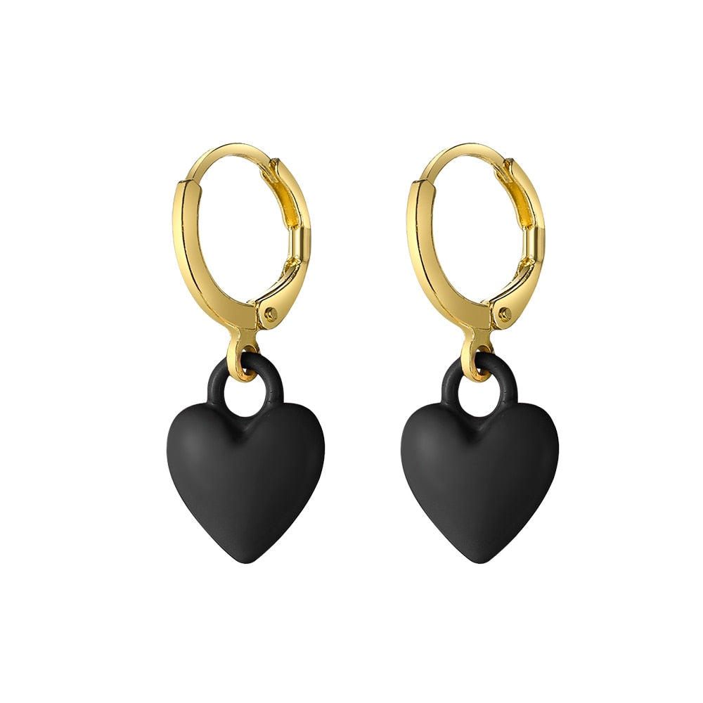 Black Heart Dangle Earrings Fashion Party Girls Pendant Earrings Women Jewelry