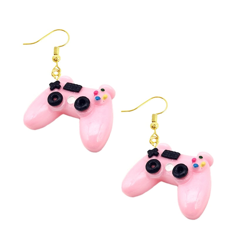 Pink Gamepad Drop Earrings Women Art Fashion Cartoon Earrings Creative Jewelry