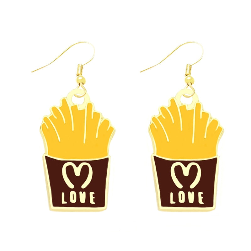 French Fries Drop Earrings Cartoon Ear Pendants Accessories Women Art Jewelry